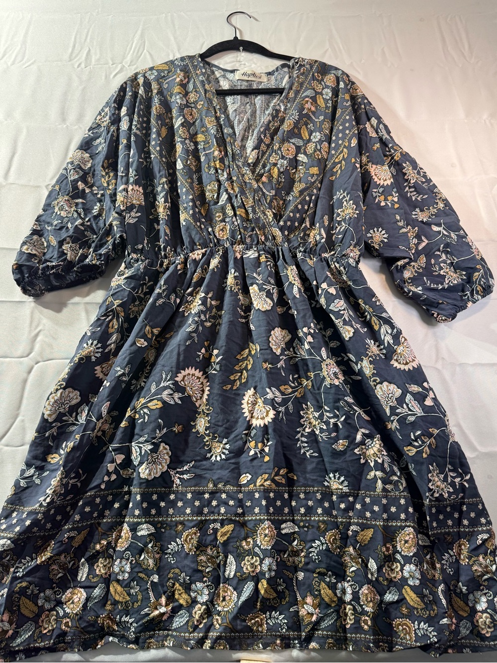Haptics 2x Boho Floral Long-Sleeve Midi Dress in Navy - Picture 6 of 6